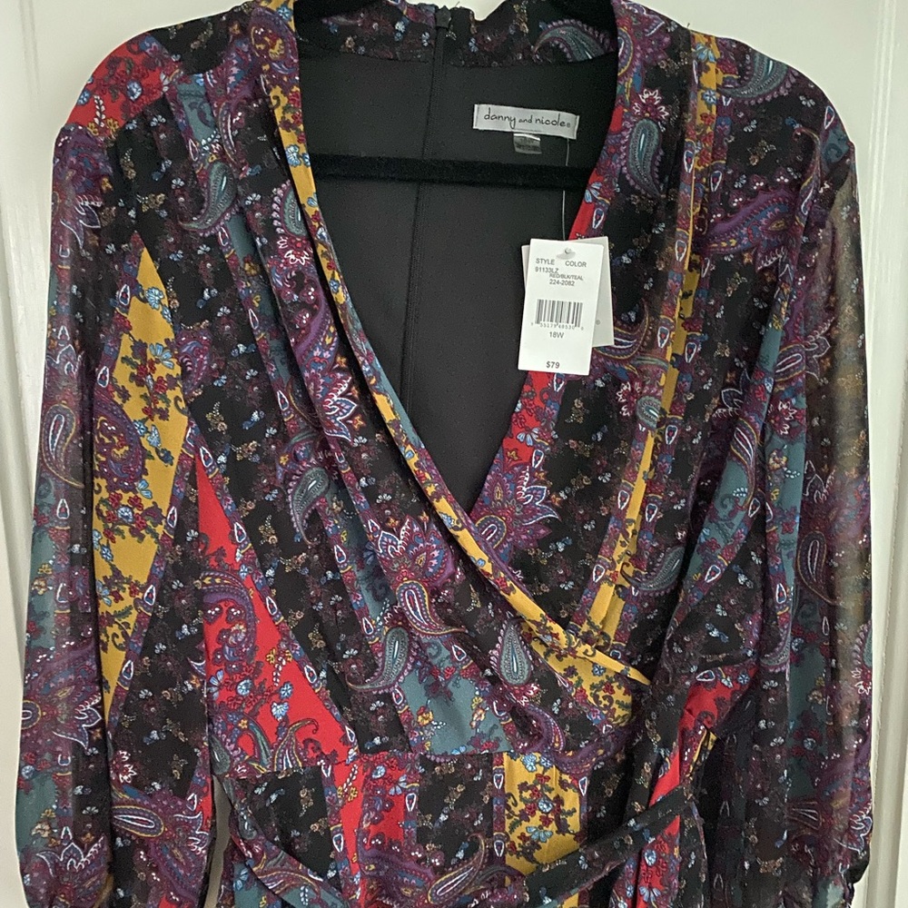 Faux wrap midi retro style dress